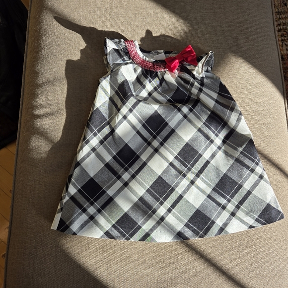 Baby's Black & White Plaid, Red Bow Holiday Dress, Gymboree, Size 12-18 Months - Picture 1 of 4